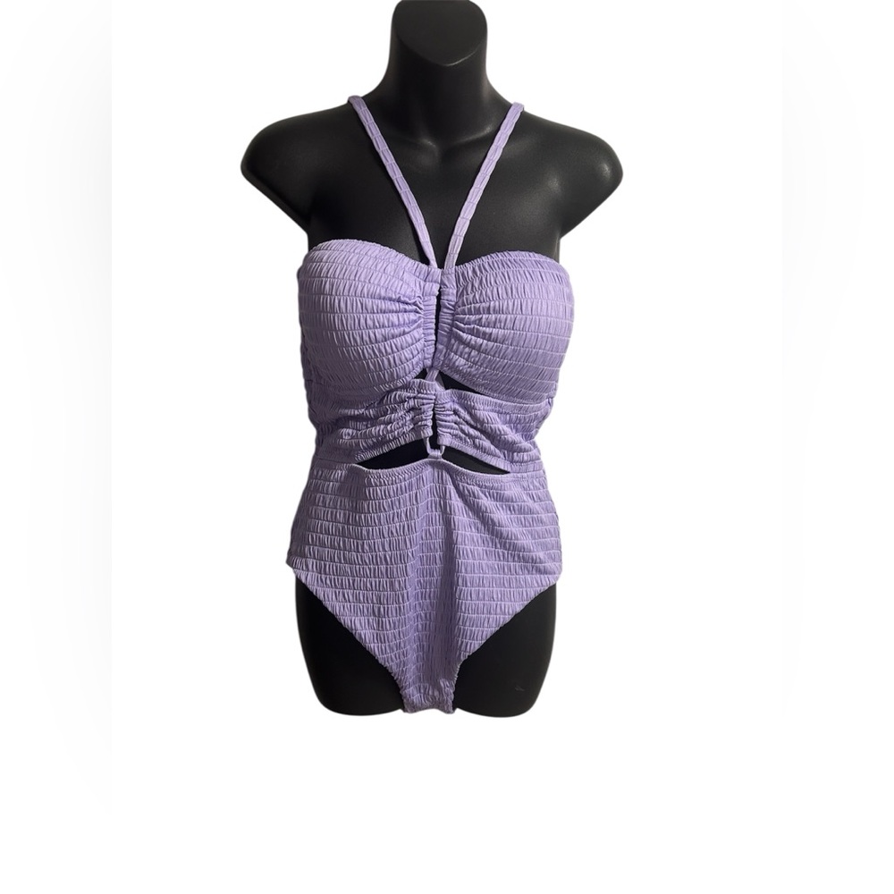 NWT bar III purple strappy one piece lavender swim suit size large - Picture 2 of 7